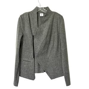 Cabi Wms Med Rebel Jacket Heathered Gray Ponte Knit Asymmetrical Zip Up Moto